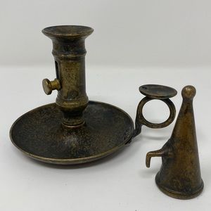 Italian Vintage Chamberstick Candle Holder with Snuffer 4”